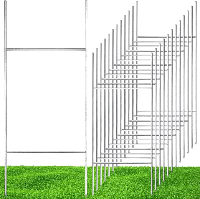 12 Pcs H Stakes for Yard Signs 30'' x 10'' Metal Heavy Duty H Frame Wire Stakes Weatherproof Metal Holder for 4mm 5mm Corrugated Signs Advertising Board Guidepost Yard Halloween Decor-Ruum Studio Home