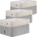 BALEINE 3 Pack Fabric Storage Bins for Shelves, Linen Storage Baskets for Organizing, Decorative Closet Bins for Clothes, Home (Grey, 15"x11"x9.5")-Ruum Studio Home
