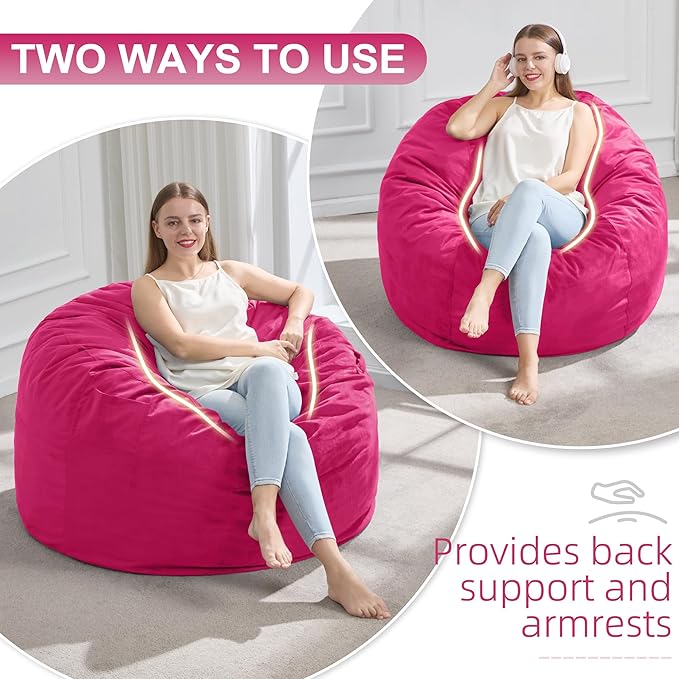 Hobestluk 3FT Bean Bag Chair Giant Bean Bag Chairs for Adults Large Bean Chairs with Removable Cover, Beanbag Chair with Filler, Adult Bean Bag Chairs for Living Room, Bedroom-Ruum Studio Home