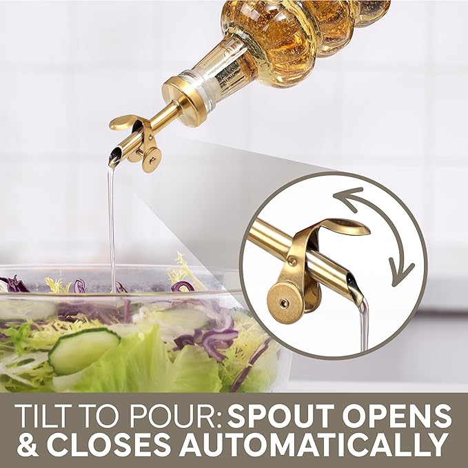COOK WITH COLOR Glass Olive Oil Bottle Dispenser - 2 Pack- 17oz Oil and Vinegar Cruet - Olive Oil Carafe Decanter for Kitchen-Ruum Studio Home