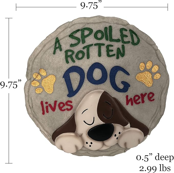 Spoontiques - Garden Décor - Spoiled Rotten Dog Stepping Stone - Decorative Stone for Garden-Ruum Studio Home