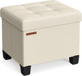 SONGMICS Storage Ottoman, Small Ottoman Foot Rest with Legs, 12.6 x 15.8 x 13.2 Inches Foot Stool, Load up to 660 lb, for Living Room, Bedroom, Dorm, Cream White ULSF012W01-Ruum Studio Home