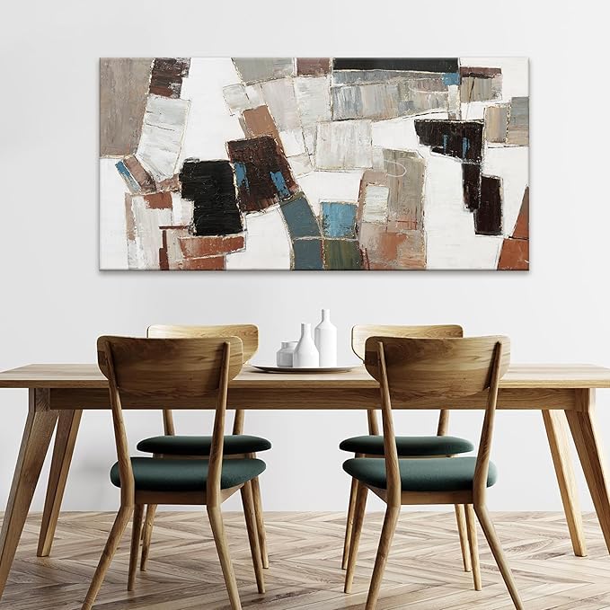 Dimpaga Abstract Wall Art Pictures for Living Room Wall Decor Modern Wall Art Decor Minimalist Geometric Line Artwork for Walls Textured Wall Art Prints Bedroom Office Wall Decor 24"X48"-Ruum Studio Home