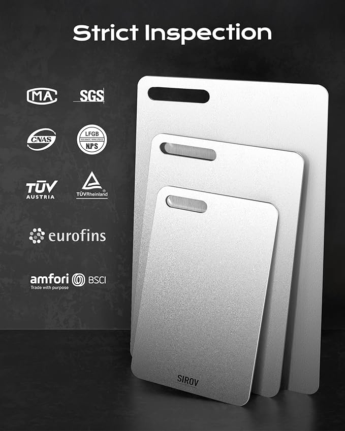 Titanium Cutting Board, 100% Pure Titanium Cutting Boards For Kitchen, Best Non Toxic titanium chopping board, Dishwasher safe, Hygiene and Durability for Meat, Fruit, and Vegetables (3PCS)-Ruum Studio Home