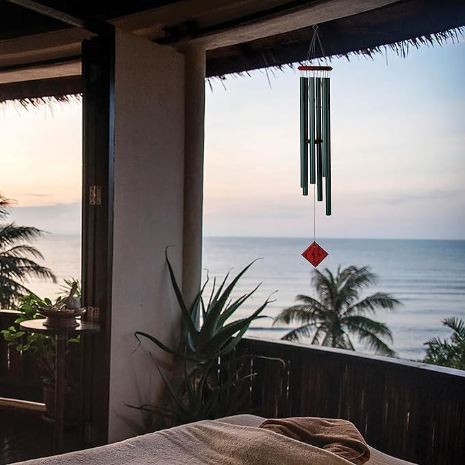 Woodstock Chimes Neptune Wind Chime for Outside 54" Large Evergreen, Deep Tone Sound for Outdoor Garden, Patio, Porch Decor, Encore Collection DCE54-Ruum Studio Home