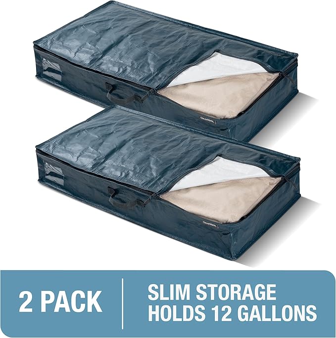 CleverMade Under Bed Storage Bag - Collapsible Storage for Shoes and Clothes Easy Use - Heavy Duty Utility Bag Home-Ruum Studio Home
