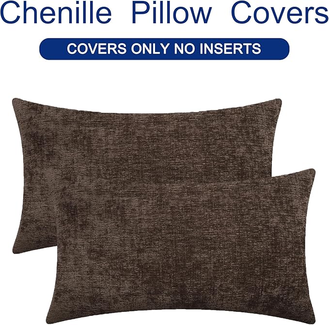 CaliTime Throw Pillow Covers Decorative 16 X 26 Inches Pack of 2 Cozy Chenille Cushion Cases for Couch Sofa Bed Living Room Home Coffee-Ruum Studio Home