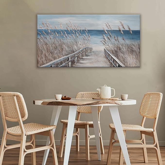Dimpaga Canvas Wall Art Decor Modern Wall Art for Living Room Landscape Coastal Wall Art Prints Blue Beach Wall Art Decorations Seascape Art Work for Wall Decor Bedroom Office Decor 20" X 40"-Ruum Studio Home