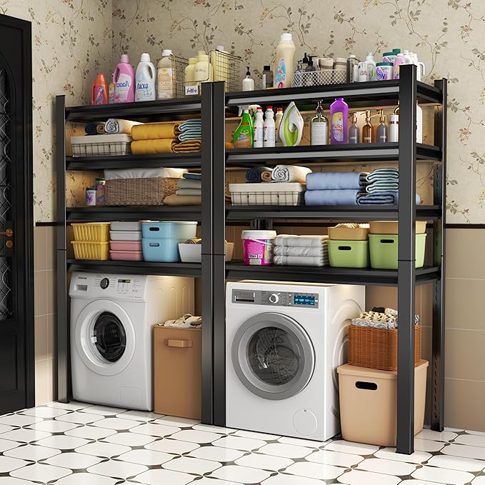 Laundry Shelf,5 Tier Over Washer and Dryer Storage Shelves,Adjustable Easy to Install,Space Saver Laundry Shelf Organizer,Utility Shelves for Balcony (with fence-78 H*18" D*47.24" W)-Ruum Studio Home