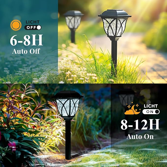 GIGALUMI Solar Lights Outdoor Waterproof, 6 Pack LED Solar Garden Lights, Solar Lights for Outside, Garden Decor for Yard, Patio, Landscape, Planter, Walkway (Cold White)-Ruum Studio Home