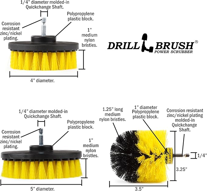 Drill Brush Attachments for Cleaning Shower, Bathroom, Grout, Tile, Bathtub, Bath Mat, Sink, Tile, Porcelain, Fiberglass, Cast Iron, Flooring – Grout Cleaner Drill Brush Set - Bathroom Accessories Kit-Ruum Studio Home