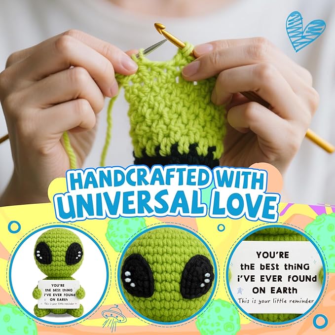 Unique Crochet Alien Decor Gift for Boyfriend, Girlfriend, Anniversary, Valentine's Day, Birthday, Christmas Funny Romantic Gifts for Him Her to My Love Presents-Ruum Studio Home