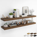 RICHFOCUS 55Inch Floating Shelves for Wall 2 Pack Shelves for Bedroom|Kitchen|Bathroom Wall Mounted Rustic Wood Floating Shelf with Invisible Brackets for Books|Storage|Decor, Rustic Brown-Ruum Studio Home