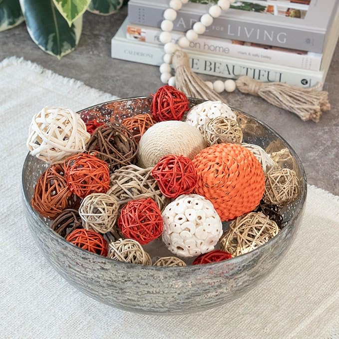 ANDALUCA Decorative Balls Bag Bowl Filler Home Decor (Orange)-Ruum Studio Home