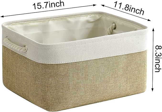 TcaFmac Storage Basket for Organizing - Large 4 Pack Fabric Storage Bins Baskets for Shelves, Foldable Storage Cubes for Closet Cloth Toy Box Gift Organizer(White & Khaki16x12x8 inch)-Ruum Studio Home