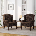 Accent Chair, High Back Upholstered Armchair with High Resilience Sponge & Wood Legs, Mid-Century Modern Comfy Single Sofa Reading Chairs for Living Room, Bedroom (Cranberry, Set of 2)-Ruum Studio Home