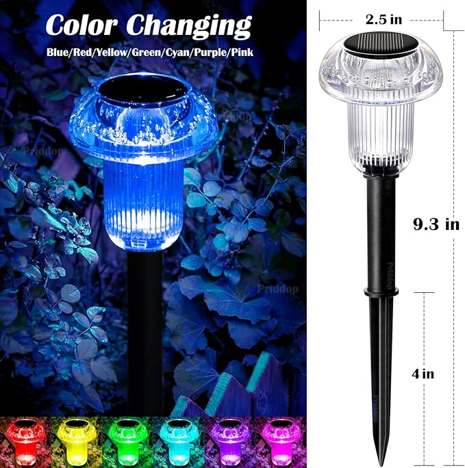 Solar Lights Outdoor Pathway Waterproof 16 Pack Color Changing LED Acrylic Mushroom Decorative Garden Lights for Yard Landscape Patio Outside Christmas Decorations-Ruum Studio Home