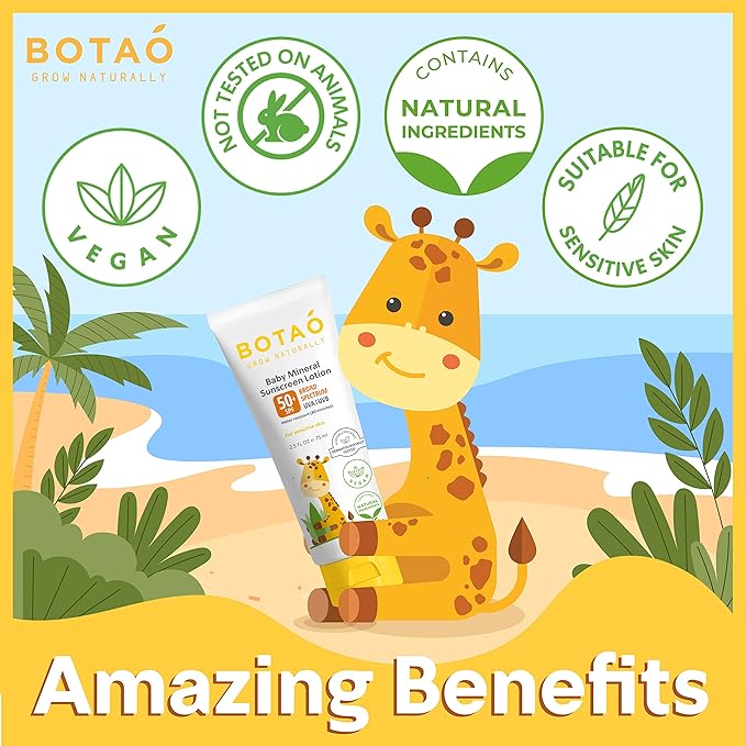 Baby 100% mineral Zinc Oxide baby sunscreen – safe natural sunblock lotion for babies: SPF50 Broad Spectrum UVA UVB,For sensitive skin Baby Face Body Protection, Sunblock Cream 2.5 Oz-Ruum Studio Home