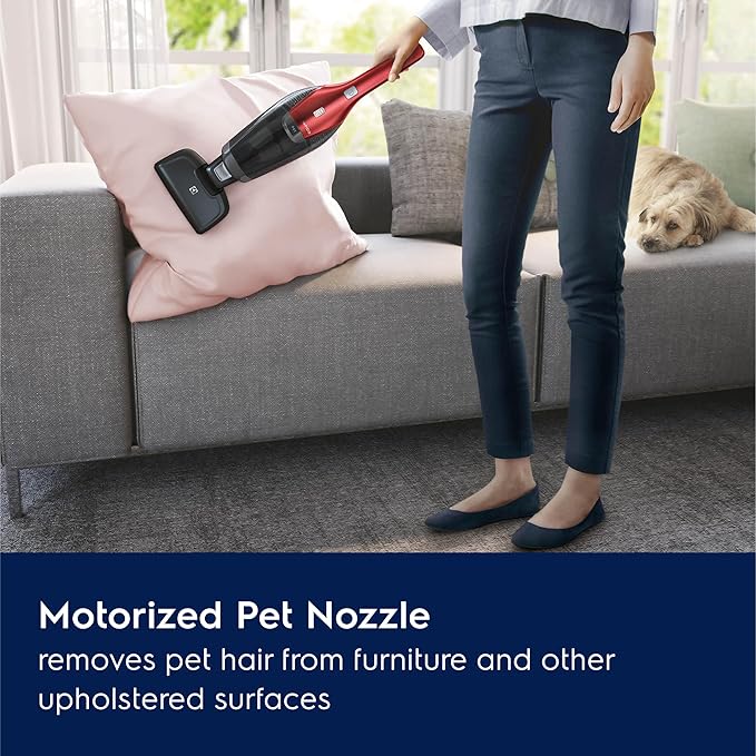 Electrolux Ergorapido Pet Cordless 2-in-1 Vacuum Cleaner with Motorized Pet Nozzle for Easy Pet Hair Removal, 48-Minute Run Time, 2 Power Modes, Chili Red-Ruum Studio Home