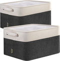 BALEINE 2 Pack Fabric Storage Bins for Shelves, Linen Storage Baskets for Organizing, Decorative Closet Bins for Clothes, Home (Black, 15"x11"x9.5")-Ruum Studio Home