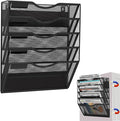 5-Tier Magnetic File Holder, No Drilling Installation File Cabinet Organizer, Black Magnetic File Organizer, Magazine Rack, Magnetic Paper Holder for Refrigerator, File Cabinets, Whiteboard-Ruum Studio Home