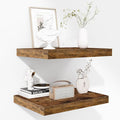 Fun Memories Floating Shelves - 2 Pack 12 Inch Deep Rustic Wooden Wall Shelves - Extra Deeper & Thicker Wall Mounted Storage Shelf for Living Room, Kitchen, Farmhouse - 16" W x 12" D x 1.5" H - Brown-Ruum Studio Home
