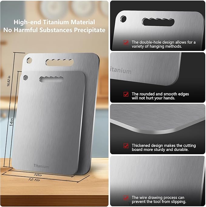 Titanium Cutting Board Ultra-Lightweight,Non-Toxic,Food-Grade Pure Titanium Cutting Boards for Kitchen Dishwasher Safe Double Sided High - End Chopping Board for Meat Vegetable Fruit-Ruum Studio Home