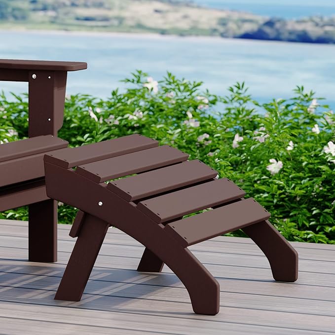 WestinTrends Dylan Outdoor Patio HDPE Adirondack Ottoman Footrest, Dark Brown-Ruum Studio Home