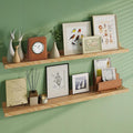 Floating Picture Ledge Shelves 48 Inch Solid Oak Wood Set of 2, Rustic Wall Storage Shelves with Lip, Kids Bookshelf, Photo & Picture Ledge Shelves for Bedroom, Living Room, Kitchen-Ruum Studio Home