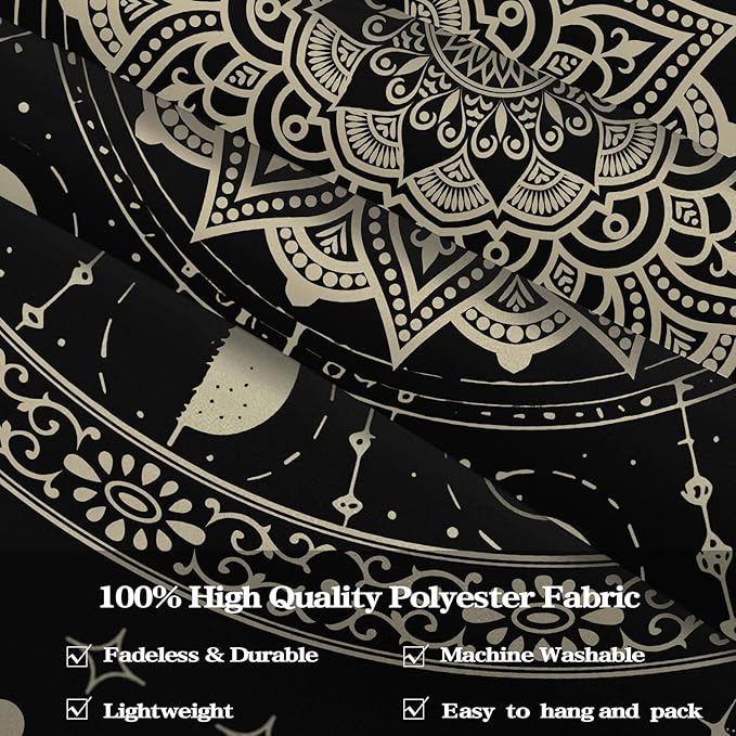 Lunerfex Mandala Moon Tapestry Boho Tapestry for Bedroom Black Tapestries Wall Hanging Living Room Wall Art and Home Decor 44x60-Ruum Studio Home