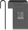 12 Inch Rebar Stakes J Hook Ground Stakes 16-Pack Heavy Duty Galvanized Chain Link Fence Stakes Metal Tent Stakes for Outdoor Lawn Decorations Inflatables Canopy Swing Set-Ruum Studio Home