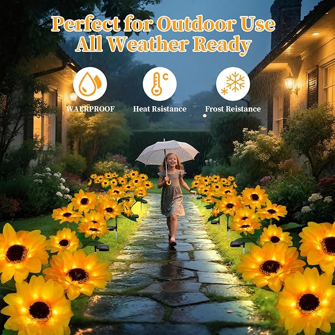 Outdoor Solar Garden Stake Lights,Upgraded LED Solar Powered Light with 3 Sunflower, Waterproof Solar Decorative Lights for Garden, Patio, Backyard (1 Pack 3 Flower)-Ruum Studio Home