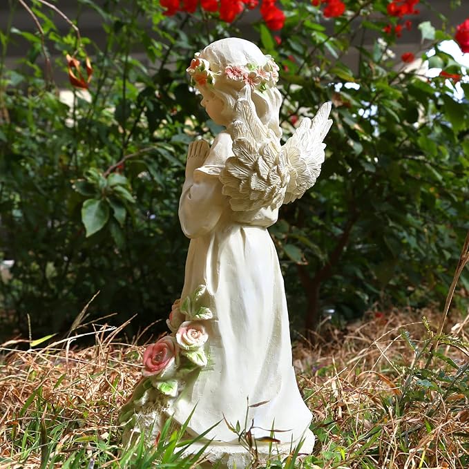 Garden Decor Angel Statue, Outdoor Patio Garden Sculptures & Statues, Solar Yard Decorations Lawn Ornaments Figurines for Outside-Ruum Studio Home