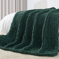 Carriediosa Chunky Knit Throw Blanket 50" X 60", 100% Hand Made Large Chenille Loop Yarn Soft Fluffy Throws for Couch Sofa Bed, Big Crochet Cozy Heavy Thick Cable Woven Blankets, Dark Green-Ruum Studio Home