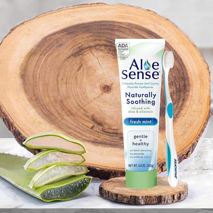 Naturally Soothing Toothpaste for Sensitive Teeth and Gum Care with Aloe Vera, Allantoin & Fresh Mint Flavor, Gentle & Natural, ADA Approved (5-oz, 6 Count)-Ruum Studio Home