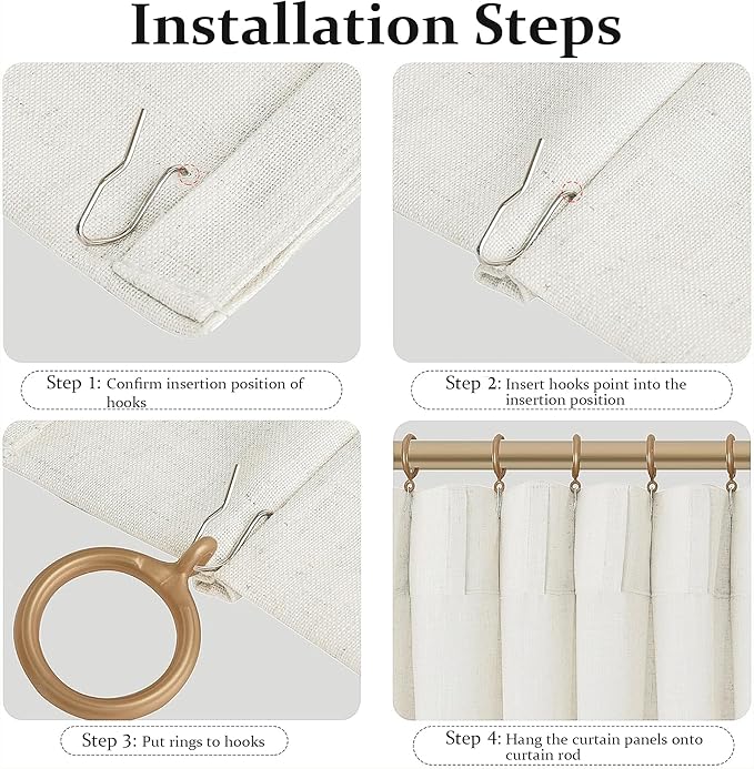 FMFUNCTEX Pinch Pleated Curtains 84 Inches Long for Living Room, Ivory Semi Sheer Faux Linen Textured Pleat Drapes for Bedroom with Hooks, Light Filtering Farmhouse Window Drapes 2 Panels-Ruum Studio Home