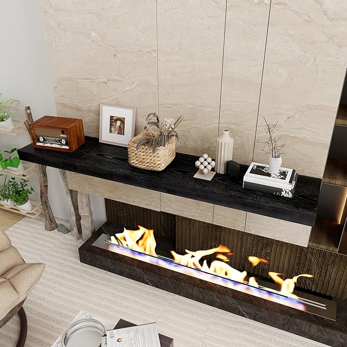 Black Floating Shelves 55 Inch Long, 12 Inch Deep Floating Shelves for Wall, 55 x 9 Large Floating Shelf for Fireplace Mantel, 2" Thicked Wall Shelves for Living Room, Bedroom Storage, 1 Pack-Ruum Studio Home