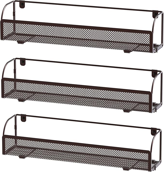 Simple Houseware Wall Mounted Spice Rack Shelves Organizer, Bronze, 3-Pack-Ruum Studio Home