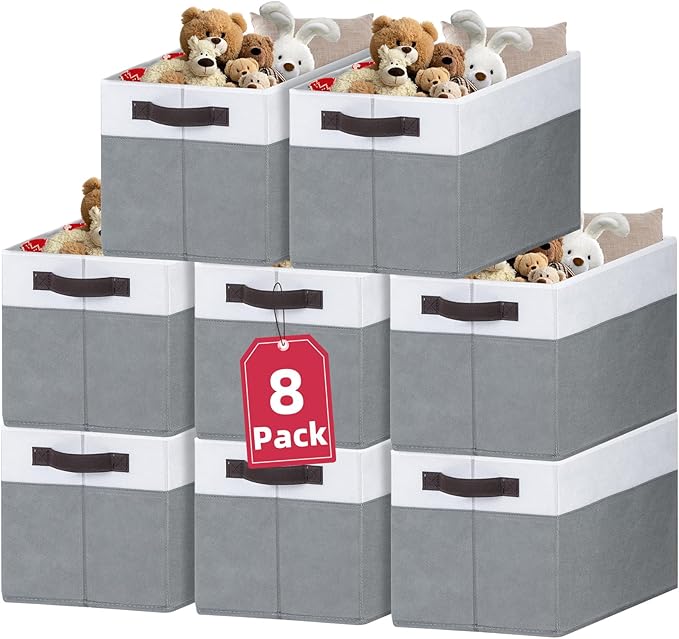 Criusia 8 Pack Closet Organizers and Storage Bins - Extra Large Storage Baskets for Organizing - Clothes Storage Bins for Shelves -Foldable Organizer Bins Totes for Toy Blanket, Dorm Room Essentials-Ruum Studio Home