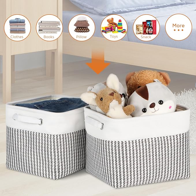 Kntiwiwo Foldable Storage Bin Collapsible Basket 12" x 10" x 9.5" Cube Storage Organizer Bins with Dual Carry Handles for Home Closet Shelves Drawers Organizer, Set of 3, Houndstooth-Ruum Studio Home