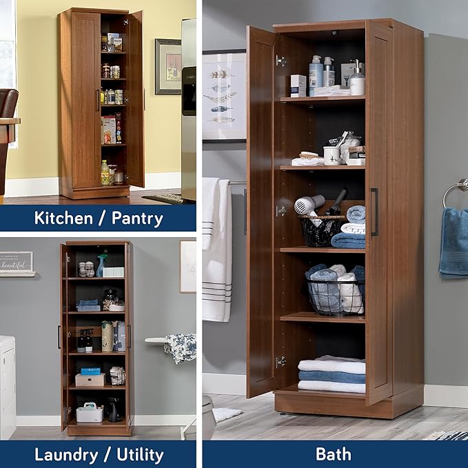 Sauder HomePlus Storage Pantry cabinets, ‎L: 23.25" x W: 17" x H: 71.18", Sienna Oak-Ruum Studio Home