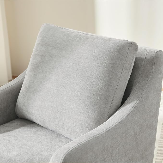 VKNOW Upholstered Dining Chairs, Modern Kitchen Chairs Dinner Chairs with 4 Casters, Linen Armchair for Bedroom Reading Room Living Room, Light Grey-Ruum Studio Home