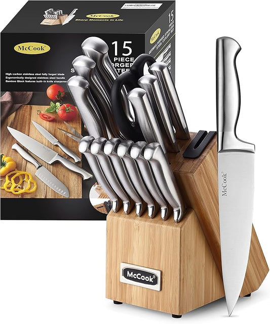 McCook® Knife Sets,German Stainless Steel Knife Block Sets with Built-in Sharpener-Ruum Studio Home