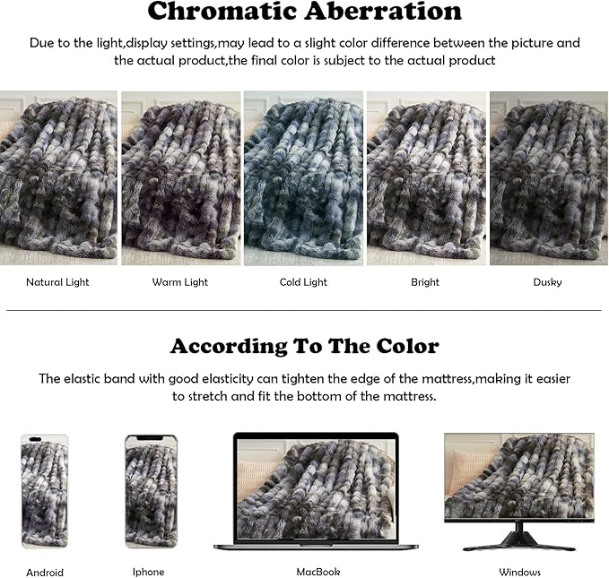NEWCOSPLAY Faux Fur Throw Blanket Tie-dye Grey Luxury Fluffy Thick Warm Bubble Blanket for Couch Sofa Bed 700GSM (Tie-dye Grey, Throw(50"x60"))-Ruum Studio Home