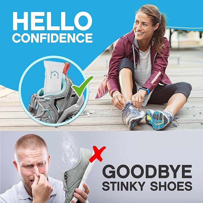 NonScents Shoe Deodorizer 1-Pack (2 Count) - Odor Eliminator, Air Freshener, Smell Absorber, Scent Remover for Shoes, Gym Bags, Soccer Cleats, Closets, Pet Area, Reusable - Shoe Deodorant-Ruum Studio Home