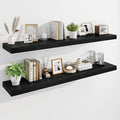 Marsmiles 55" Floating Shelves for Wall, Wooden Shelves with Invisible Brackets Set of 2, Rustic Farmhouse Wall Mounted Shelf for Kitchen Bathroom Living Room Study, Black-Ruum Studio Home