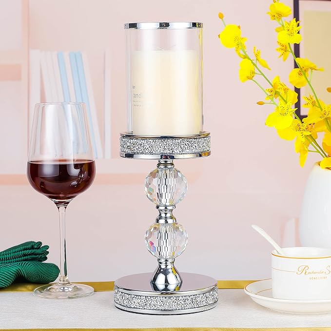 Candle Holders for Pillar Candle, Pillar Crystal Candle Holders, Candlesticks Holder for Wedding, Dining Coffee Table, Centerpieces, Home Decor CH00XM-Ruum Studio Home