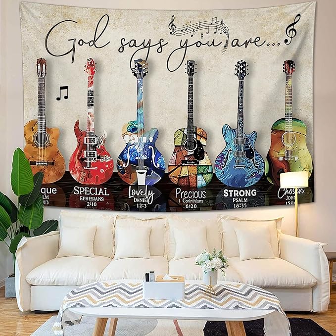 yowecso Musical Guitar Tapestry Rock Guitar Tapestry Wall Hanging for Bedroom Cool Rock Music Tapestries Aesthetic Wall Decor for Home Dorm Living Room 50"x60"-Ruum Studio Home