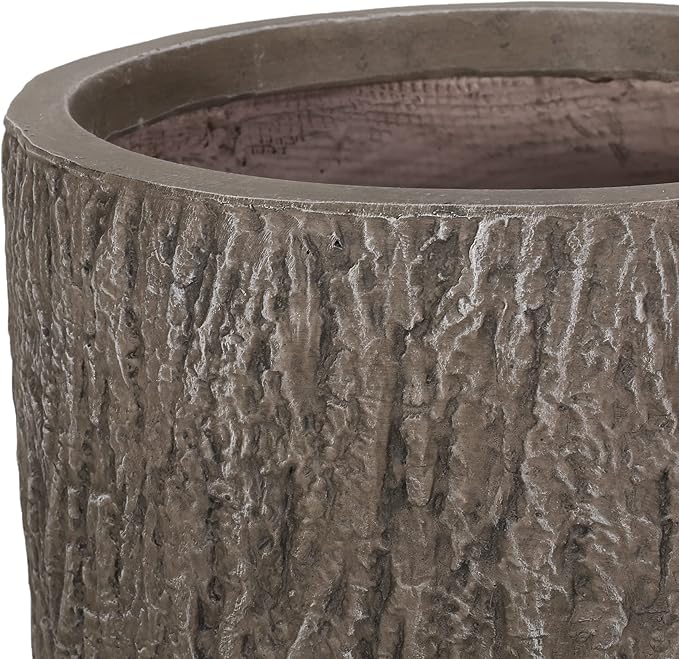 Christopher Knight Home Jorine Lightweight Concrete Planter, Cast Stone Plant Pot, Large Garden Urn, Patio Texture Finish Flower Pot for Balcony Backyard Poolside, No Assembly Needed, 27" H Brown-Ruum Studio Home