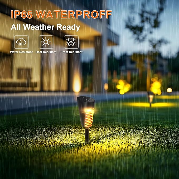 Solar Lights Outdoor Pathway 8 Pack, Solar Pathway Lights Outdoor Auto On/Off Waterproof Garden Landscape Lighting for Path, Yard, Walkway, Driveway, Lawn, Patio, Outside Decor, Warm White-Ruum Studio Home